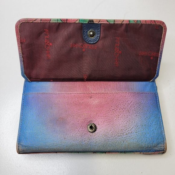 Anuschka Handpainted Leather Lilies Wallet - Picture 5 of 11